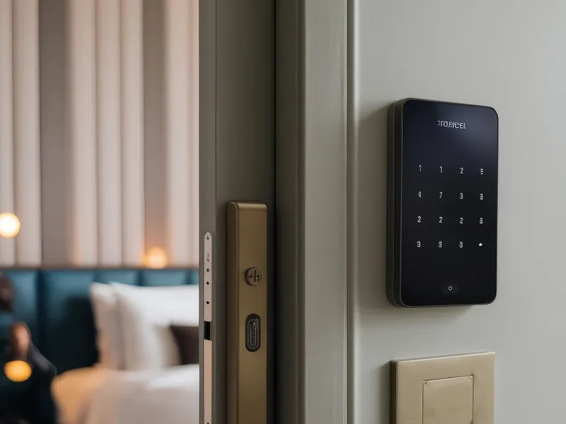 Serrure à code sur la porte d'une chambre en location courte durée